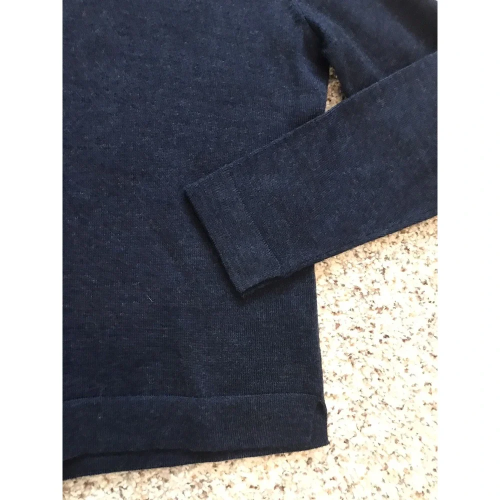 Charter Club 100% Pure Wool‎ V-Neck with Collar Women's Sweater Navy P/S New WOT